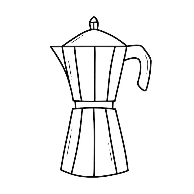 Cafetera en estilo garabato Ilustración vectorial Cafetera aislada en estilo de línea