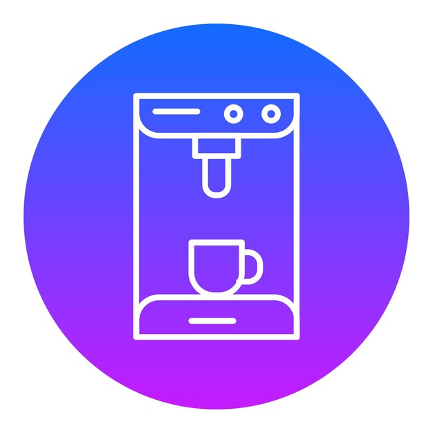 una cafetera se muestra en un círculo azul