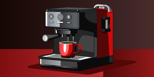 Vector una cafetera con una taza roja en ella