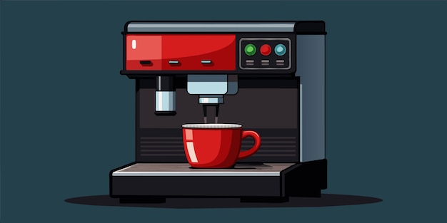 Vector una cafetera con una taza roja en ella