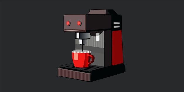 Vector una cafetera con una taza roja en ella