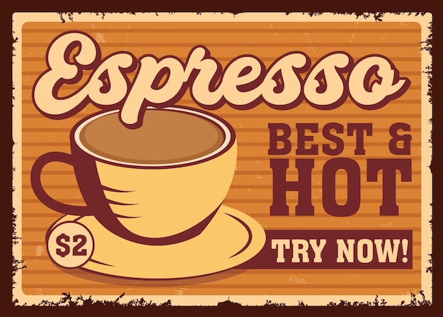 Cafetería anuncio retro promo cartel vector diseño