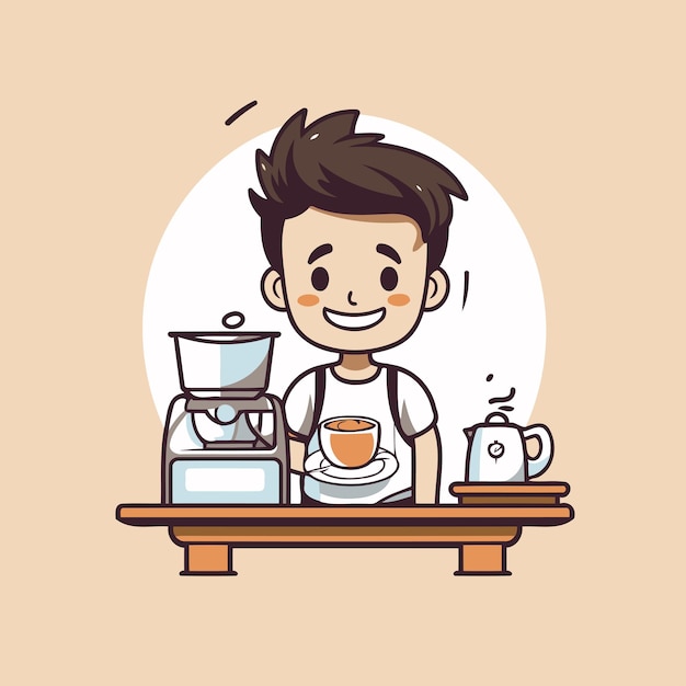 Cafetería y barista ilustración de dibujos animados vector