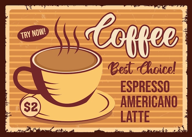 Cafetería café anuncio retro promo cartel vector diseño | Vector Premium