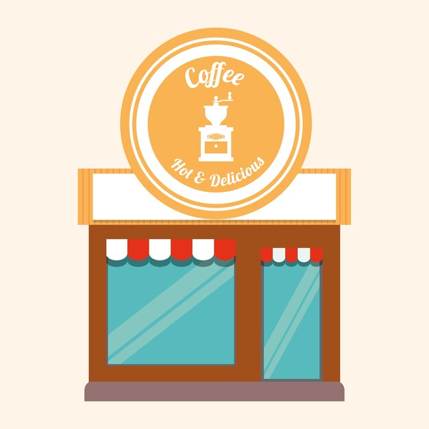 Cafetería caliente y deliciosa fachada