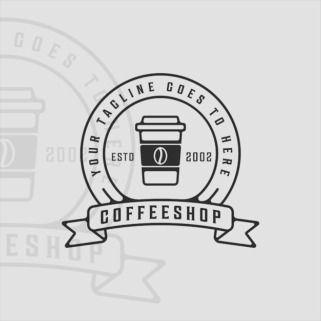 Cafetería línea arte logo vector ilustración plantilla icono diseño gráfico. signo o símbolo de bebida o bebida para negocios con insignia y estilo tipográfico