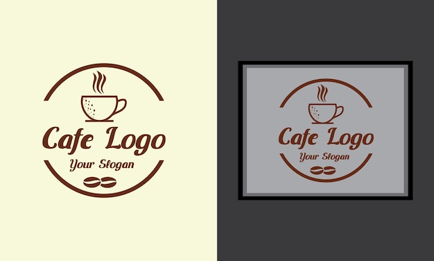 Cafetería logo diseño café restaurante moderno vintage vector i con set paquete paquete