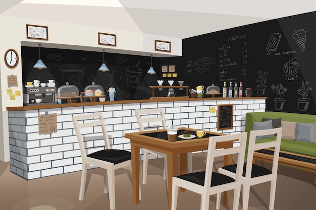 Cafetería moderna interior ilustración vacía