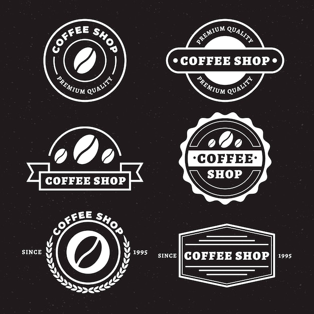 Cafetería retro logo set