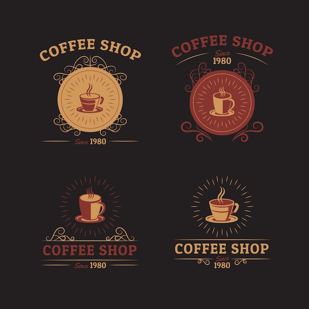 Cafetería retro logo set