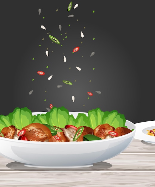 Caída de condimentos en el plato.