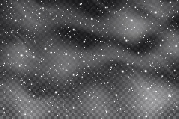 Caída de copos de nieve realistas niebla y viento en un fondo transparente para la decoración de invierno tormenta de helada