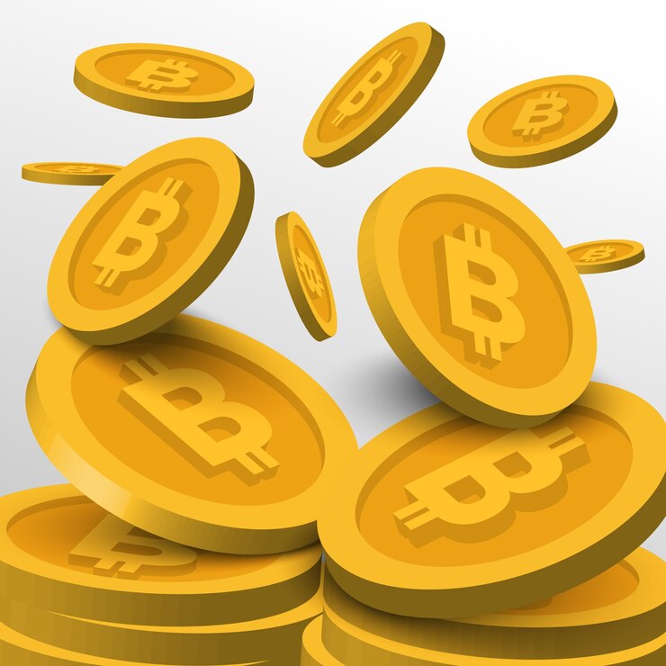 Vector la caída del fondo dorado de bitcoin