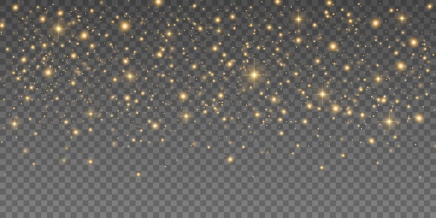 Caída de luces abstractas aisladas sobre fondo transparente Partículas doradas mágicas con polvo de estrellas Ilustración vectorial EPS 10