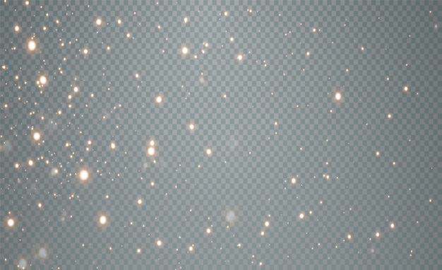 caída de luces doradas sobre fondo transparente