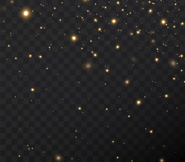 caída de luces doradas sobre fondo transparente