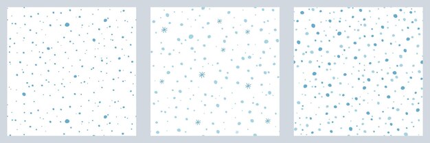 Caída de nieve abstracta patrones sin costuras establecidos Navidad nieve invierno vacaciones de fondo puntos azules aleatorios