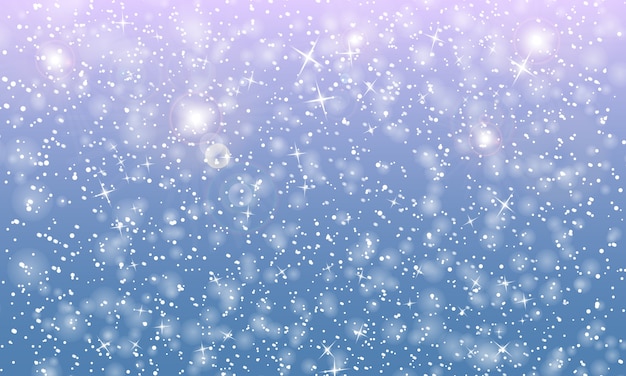 Caída de nieve. con copos de nieve. Cielo azul de invierno. Textura navideña. Fondo de nieve brillante.
