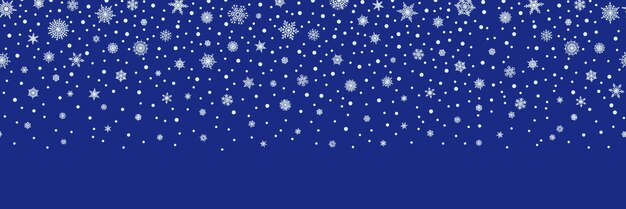 Caída de nieve y copos de nieve fondo de invierno vector de frontera sin fisuras