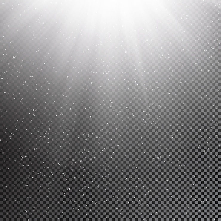 Vector la caída de la nieve y el sol sobre fondo transparente