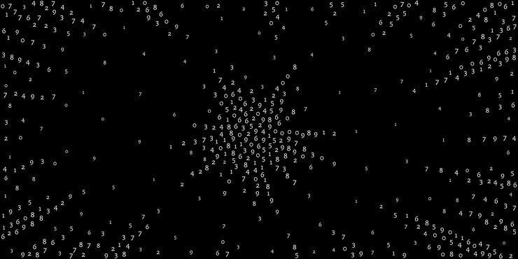 Vector caída de números, concepto de big data. dígitos voladores ordenados blancos binarios. bandera futurista favorable sobre fondo negro. ilustración de vector digital con números cayendo.