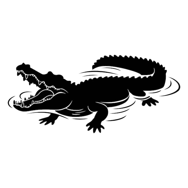 un caiman negro con un fondo blanco y la palabra cocodrilo en él