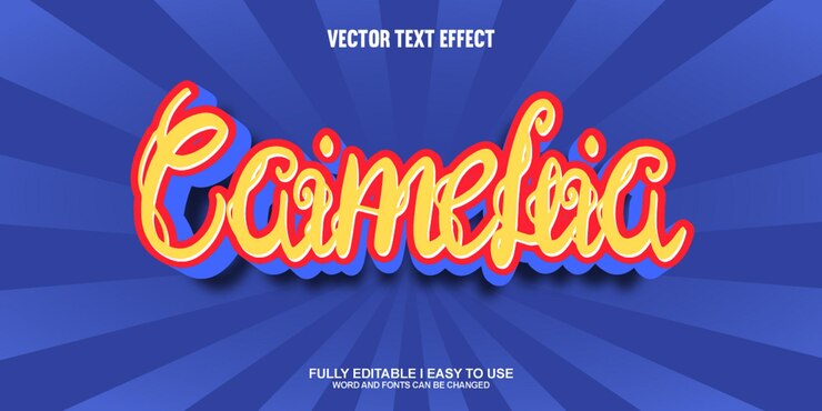 Vector caimellia efecto de texto vectorial 3d totalmente editable