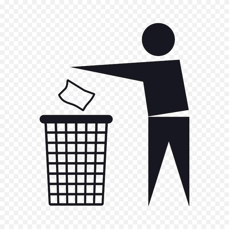 Vector caixón de basura o contenedor de reciclaje con símbolo de figura humana interfaz de usuario ilustración vectorial
