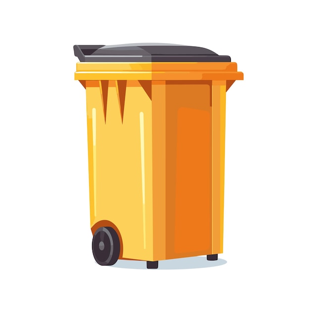 Caixón de basura sobre ruedas Ilustración plana de dibujos animados vectorial