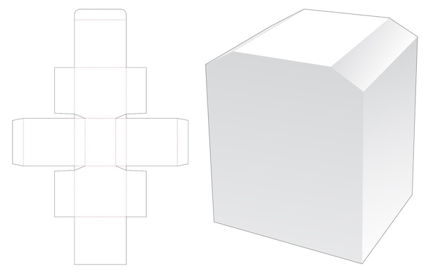 Caja con 2 chaflanes en la plantilla troquelada superior