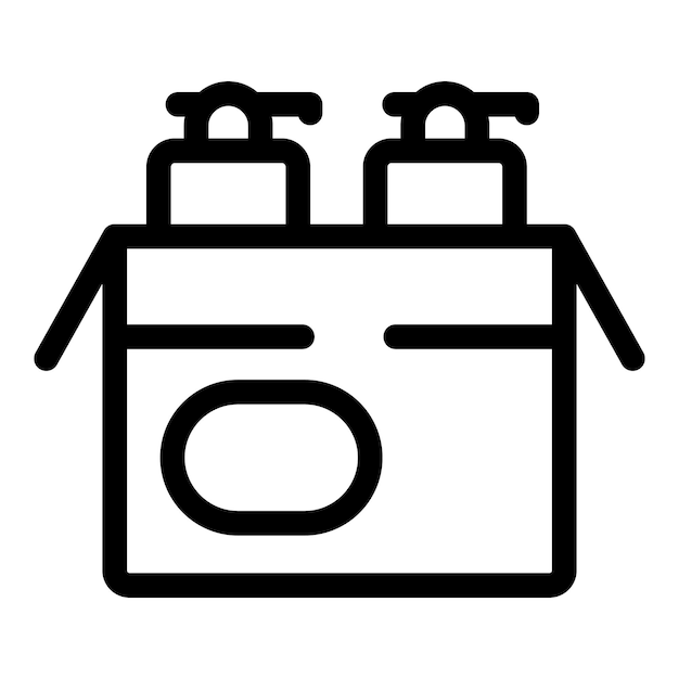 Caja abierta que contiene dos botellas de bombeo para productos para el cuidado de la piel