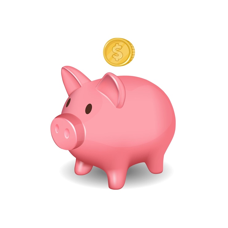 Vector caja de ahorros y moneda de oro diseño 3d realista crecimiento financiero presupuestario ahorrar dinero finanzas seguras concepto de inversión ilustración vectorial