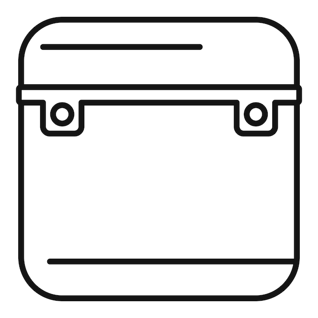 Caja de almuerzo metálica vacía que trae el estilo del contorno del icono de la comida