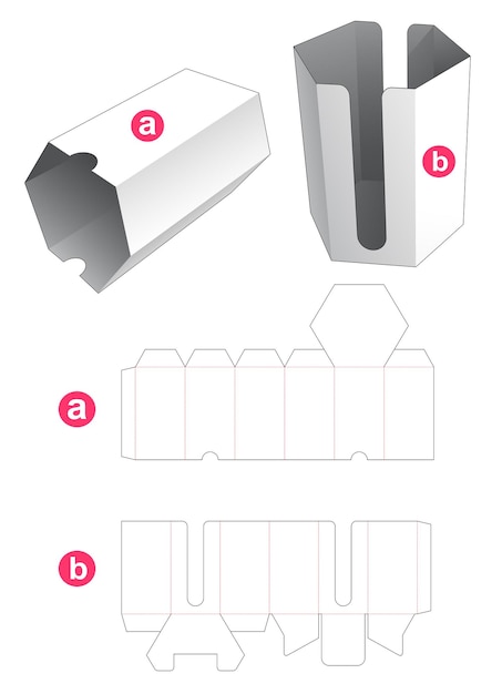 Caja alta de forma hexagonal con plantilla troquelada de tapa de forma hexagonal alta