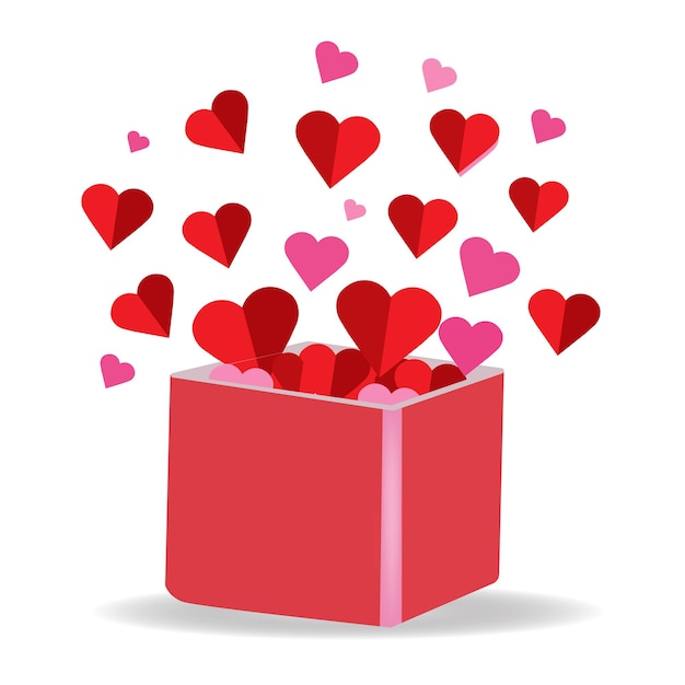 Vector caja de amor para feliz día de san valentín