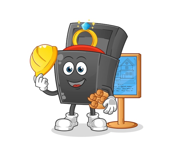 Caja de anillo Arquitecto ilustración vector de caracteres