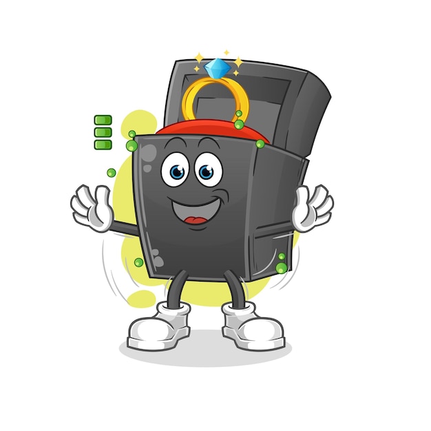 Caja de anillo batería completa personaje de dibujos animados mascota