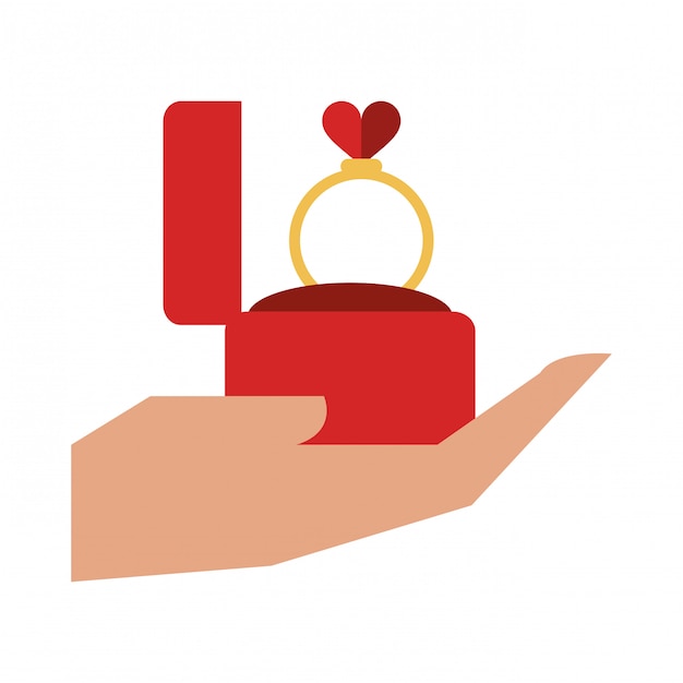 caja de anillo de boda en símbolo