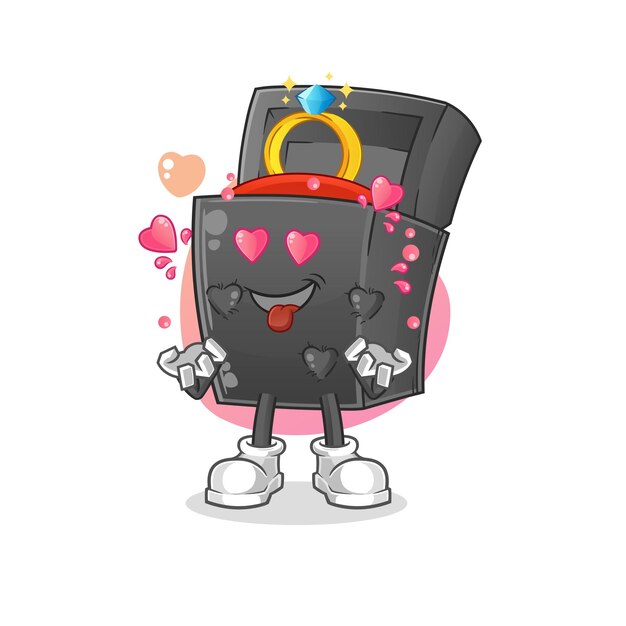 Caja de anillo Fallin love vector cartoon characterxA