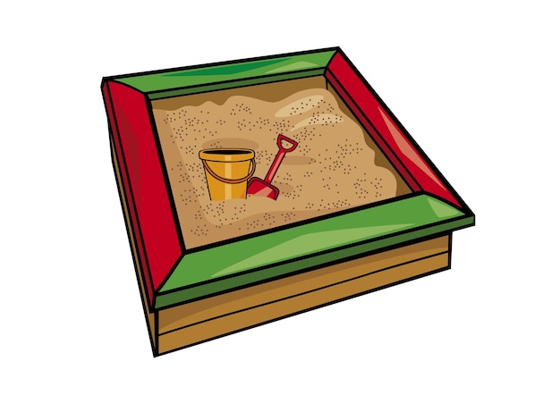 Caja de arena con juguetes