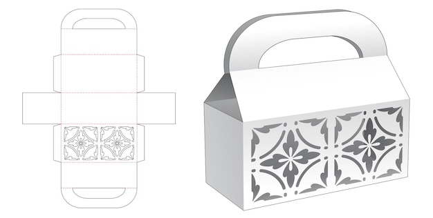 Caja de asa con plantilla de lujo en la plantilla troquelada superior