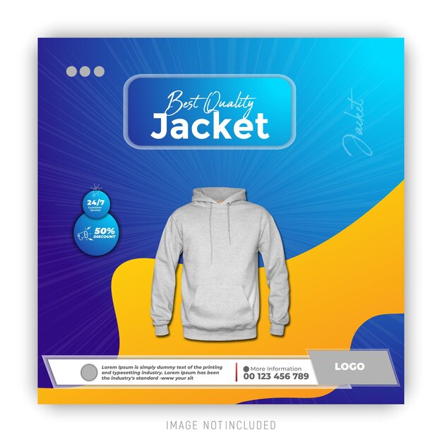 una caja azul y amarilla con una chaqueta que dice cremallera en ella