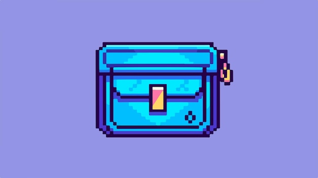 una caja azul con una etiqueta rosa que dice un nombre