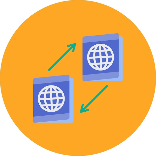 Vector una caja azul con una flecha verde que señala a la derecha y la palabra globo a la derecha