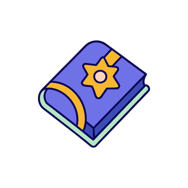 una caja azul y púrpura con una estrella en ella
