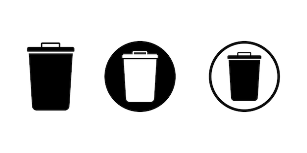 Caja de basura para el diseño Icono de vector de canasta simple Ilustración de vector de basura