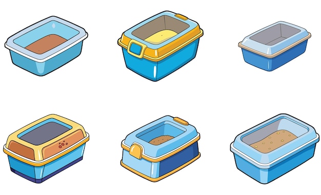 Caja de basura varios diseños de arte vectorial diseño de conjunto sobre fondo blanco