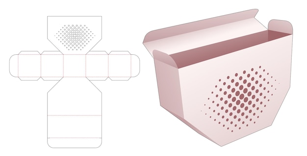 Caja biselada inferior con plantilla troquelada de puntos de semitono estampados