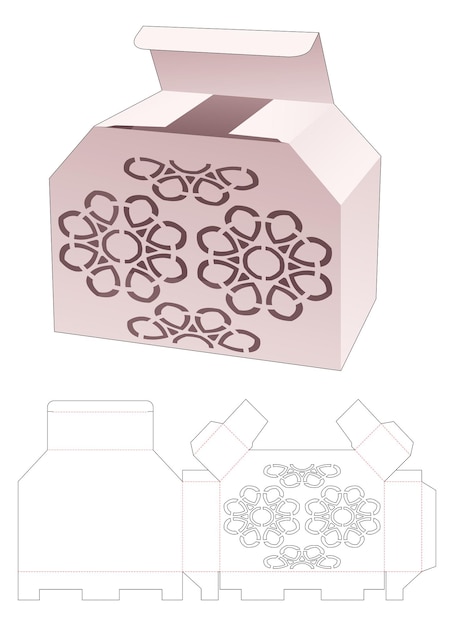 Caja biselada con plantilla troquelada de mandala estarcida