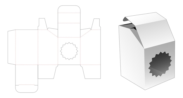 Caja biselada con plantilla troquelada de ventana